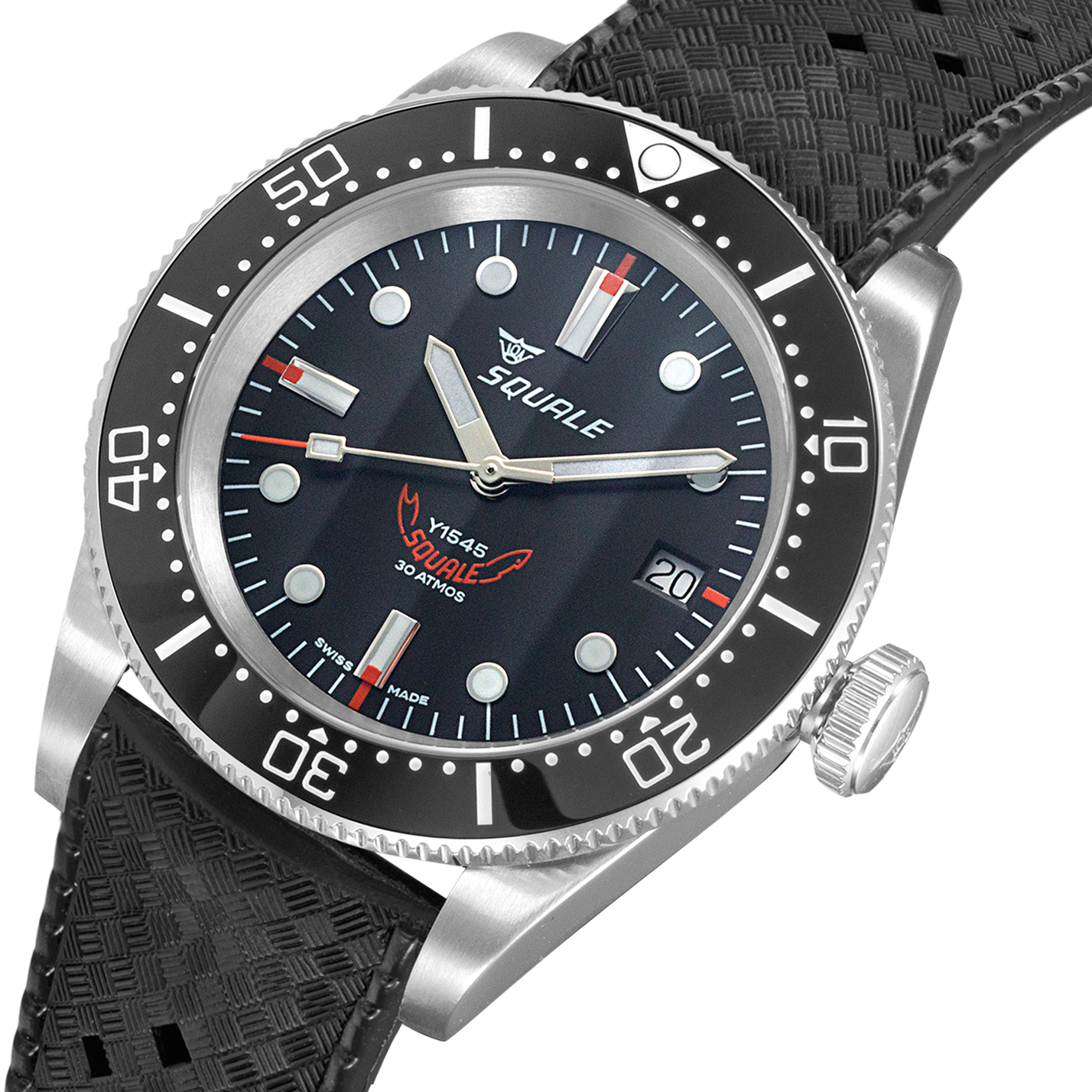 Squale 1545 Dreihand Schwarz