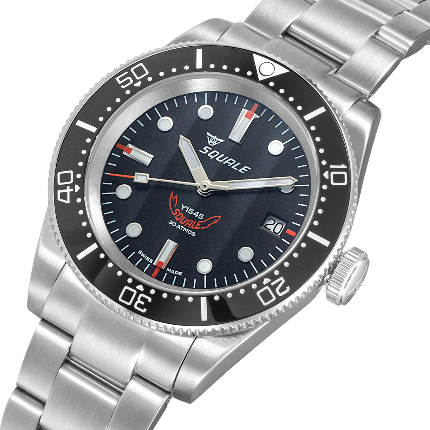 Squale 1545 Dreihand Schwarz